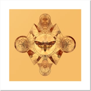 Death-head Hawkmoth in Sacred Geometry Ornament Posters and Art